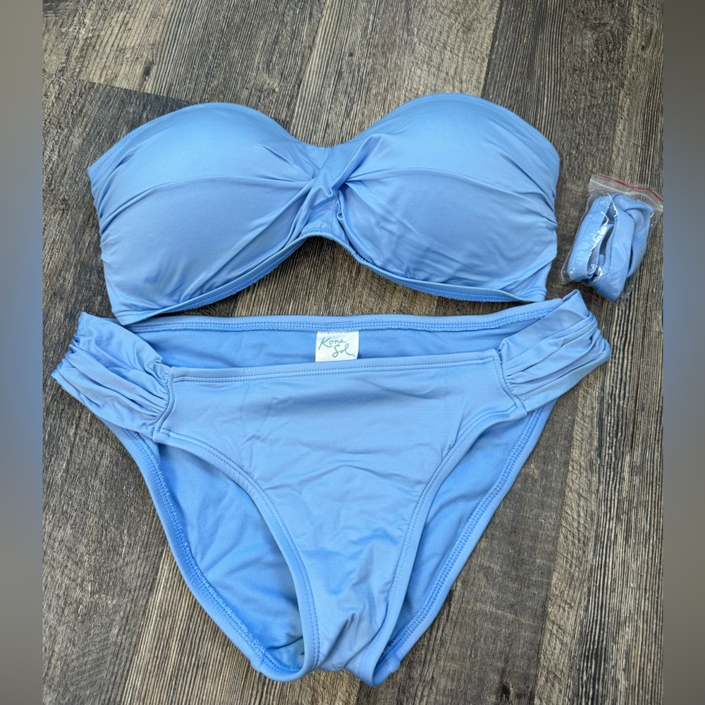Blue bikini with removable straps